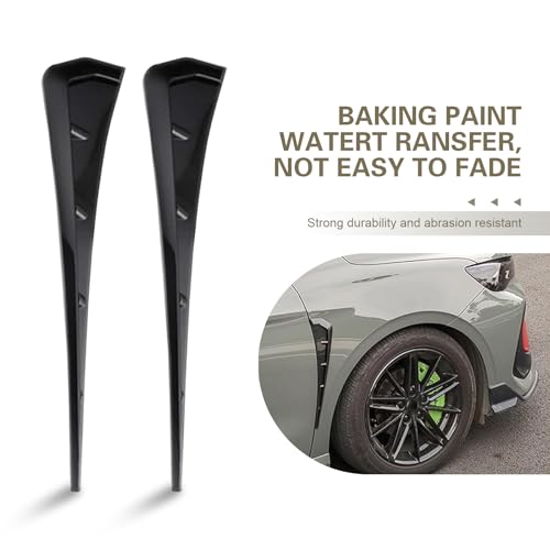 Icyfond 2PCS Car Fender Side Vents, ABS Spoiler Body Fender Cover, Air Flow Intake Hole Grille, Fenders Decorative Sticker, Sport Stytle Car Exterior Accessory, Universal for Most Cars(Black)