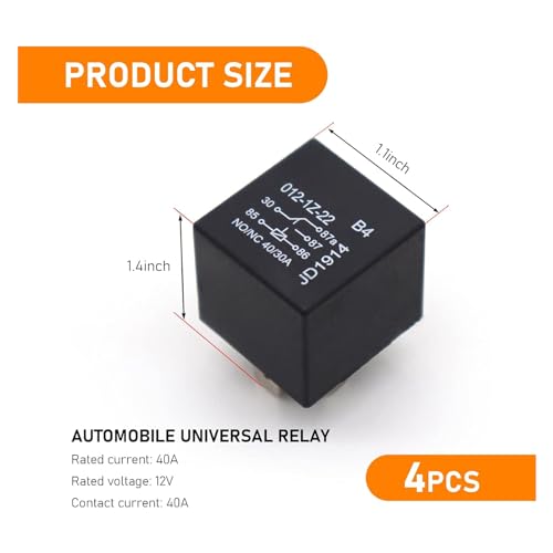 Sodcay 4 PCS 40A Automotive Relays, 5 Pin Relay, 12V Waterproof Car Auto Relay Switch, Replacement for Boat Outboard Motor (Black) (SOJDQ374BL-4PC)