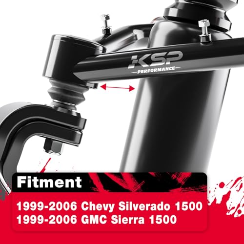 KSP Front Upper Control Arms for Silverado Sierra 1500 1999-2006, 2-4" Adjustable Tubular A-Arm Replacement Factory/Stock Suspension Arms After 2-4 inches Lift On Chevy GMC 4WD 4X4 RWD, 2PCS Black