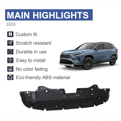 PENSUN Engine Splash Shield for Toyota RAV4 2019-2024, RAV4 Prime 2021-2024, Front Lower Engine Splash Guard, Plastic Case Guards, OE# TO1228240, 514410R100