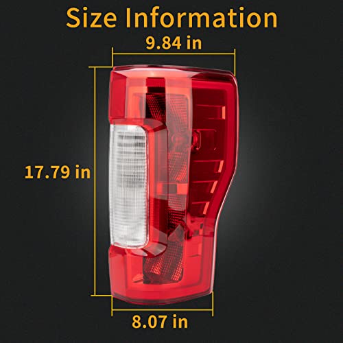 Right Passenger Side Rear Tail Light Assembly Compatible With 2017-2019 Ford F-250 F-350 Super Duty Tail Light Rear Brake Lamps Replacement Taillights (w/o Blind Spot) (w/o LED)