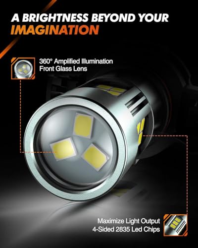 SEALIGHT 5202 LED Fog Light Bulbs, 6000K Xenon White, 27 SMD Chips DRL Bulbs, 5202 5201 PS19W PS24W 9009 LED Fog Light, Pack of 2
