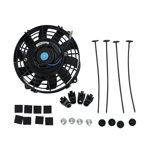 7" inch Universal Slim Fan Push Pull Electric Radiator Cooling 12V Mount Kit Black