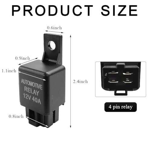 DXNQ 40 Amp Automotive Relay, 4 Pin 12V 40A SPST Car Air Conditioning Relay Socket, Relay Switch Starter Relay Replacement for Car Truck Van Motorcycle Boat, Car Accessories