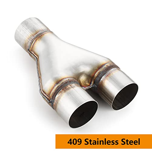 Exhaust Y Pipe 2.5" Inlet, A-KARCK Stainless Steel 2.5" Outlet 10" Long Y Pipe Withstands High Temperatures