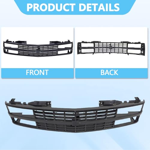Perfit Liner Front Black Grille Grill Compatible with 1988-1993 Chevrolet C10 C/K 1500 2500 3500 Pickup Truck Blazer SUV Fits Early Design GM1200228 15615108