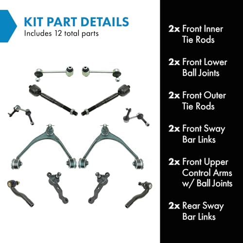 TRQ Front and Rear Steering and Suspension Kit Tie Rods Control Arms Ball Joints Sway Bar Links Compatible with 1998-2005 Lexus GS300 without Sport Package 1998-2000 GS400 2001-2005 GS430
