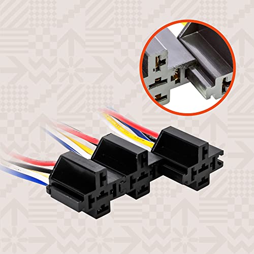 True MODS 6 Pack Bosch Style 5-Pin 12V Relay Kit [Interlocking Harness Socket Holder] [14 AWG Hot Wires] [SPDT] [30/40 Amp] 12 Volt Automotive Relays for Auto Fan Cars