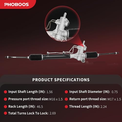 PHOBOOS Hydraulic Power Steering Rack and Pinion Assembly Compatible with Toyota RAV4 1996-2000 L4 2.0L, New Unit, Leak Resistance, Direct Fit, Ref.26-1613