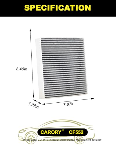 CARORY Cabin Air Filter w/Activated Carbon for Nissan Rogue 21-25, Altima 19-25, Kicks 17-25, Pathfinder 22-25, Sentra 20-25, Versa 20-25, Infiniti QX50 19-25, QX55 22-25, QX60 22-25, CF552