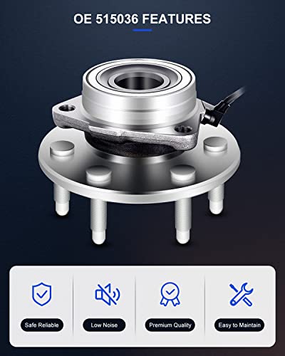 ECCPP Wheel Hub and Bearing Assembly Front 515036 fit for Chevrolet Silverado 1500 for GMC Sierra 1500 for Cadillac Escalade for Chevrolet Tahoe 1999-2007 4WD 4x4 Only 6 Lugs Wheel Hub with ABS