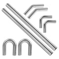 Richeer 3 inch O.D. T304 Stainless Steel DIY Custom Exhaust Tubing Mandrel Bend Exhaust Pipe Straight & U-bend Kit, Polished Surface,Universal Fit (Set of 8)