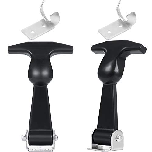 Mudder 2 Pcs Elastic Stainless Steel Rubber Hood Catch Flexible T-Handle Hasp Rubber Flexible Draw Latches with Brackets for Tool Cabinet, Vehicle Engine, Hood
