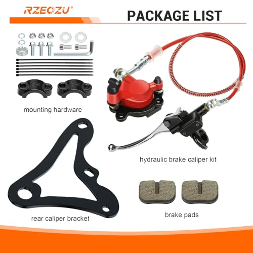 RZEOZU Mini Bike Hydraulic Brakes Kit with Rear Brake Caliper Mounting Bracket Adapter Replacement for GMB100 Monster Mega Moto MM80 80cc 105cc Minibike Coleman RB100 RT100 Parts