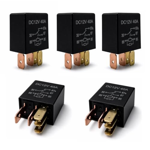 oovmaan 5‑Pack 5‑Pin DC 12V 40A Multi‑Purpose Replacement Automotive Relay for AC Fan, Oil Pump, Light Modification