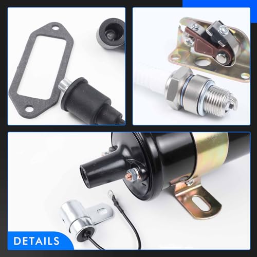 Ignition Coil, Points, Condenser, Spark Plug & Wire, Fit for Kohler K-Series Tractor Engine K90 K91 K141 K161 K181 K241 K301 K321 K341 K361 K482 K532 K582 Replace# 47 150 01-S, 230722-S