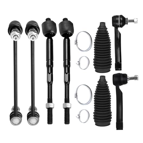 Front Inner Outer Tie Rod End w/Steering Boot fit for Nissan Sentra 2007 2008 2009 2010 2011 2012, Suspension Kit with Sway Bar Link - 8pc Set