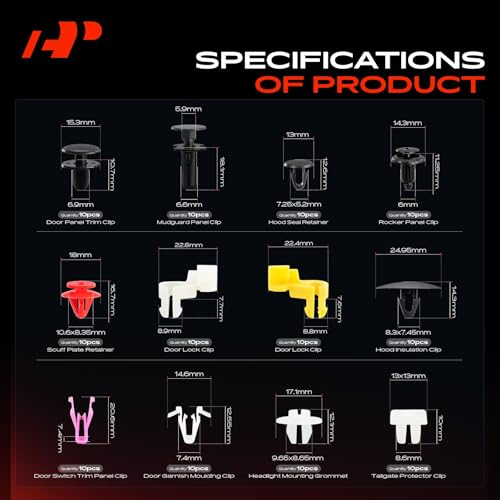 A-Premium 290PCS Retainer Clip Kit Compatible with 2005-2015 Toyota Tacoma