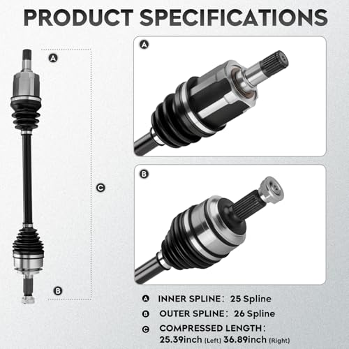 NEW Left & Right Front CV Axle Shaft Assembly fits for Honda Civic 2016-2021 L4 2.0 2.0L (for EX LX LX-P trims), Automatic CVT Trans Only, Driver & Passenger Side, 2-Pack
