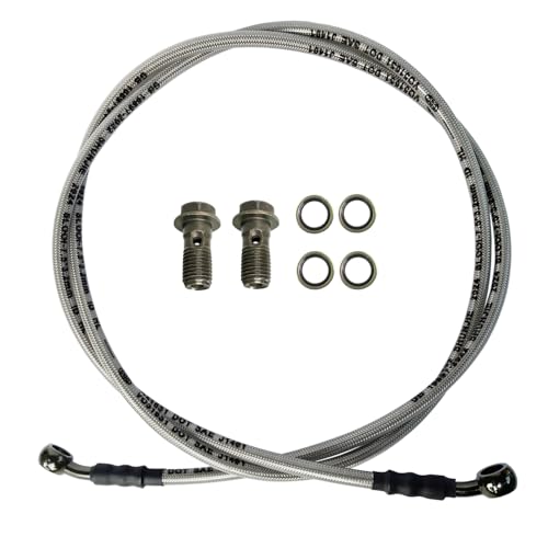 Vanlison 82" / 210CM Braided Hydraulic Brake Hose Line with 2 Banjo Nuts Universal Brake Line Compatible with GY6 Kazuma Sunl Taotao Roketa Jonway Scooter Moped Dirt Bike Go Kart ATV 10MM Banjo Ends