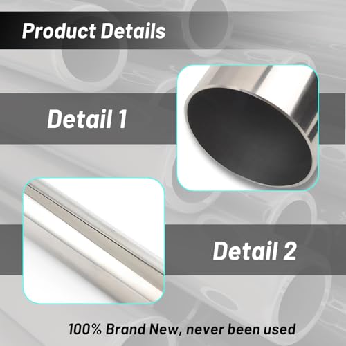 2 Inch Stainless Steel T304 Exhaust Tubing, 2''ID-to-OD Length 18''Straight Exhaust Extension Tube Tailpipe,Universal Connector Adapter Tubo