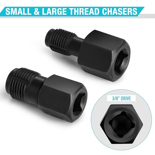 DURATECH 5PCS O2 Oxygen Sensor Socket Thread Chaser Set, 3/8" 1/2" Drive x 7/8" 22mm Oxygen Sensor Remover O2 Sensor Removal Tool Kit