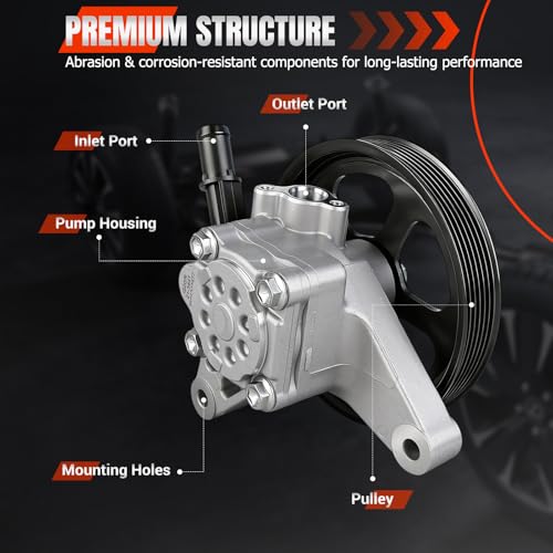 Power Steering Pump 21-5441 with Pulley Compatible with Honda Pilot 2005-2008, Acura TL 3.2L 2004-2008, Acura TL 3.5L 2007-2008 Power Assist Pump Replace# 56110RDAA01