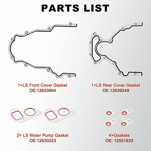AUTOBABA GEN 3 III LS Gasket Set Kit & LS Head Gaskets Compatible with 1999-2010 GM Chevy Silverado GMC Sierra 1500 2500 Engine LS1 LS6 LQ4 LQ9 4.8L 5.3L 5.7L 6.0L Replace# 12558178 12551933 12611384
