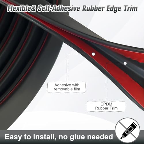 Edge Trim, 1/16" Rubber Edge Trim, Flexible Self Adhesive U Channel Edge Guards, Edge Protector for Sharp Edge, Sheet Metal and Car Doors, Peel and Stick Auto Door Guard, Black Color, 10Ft