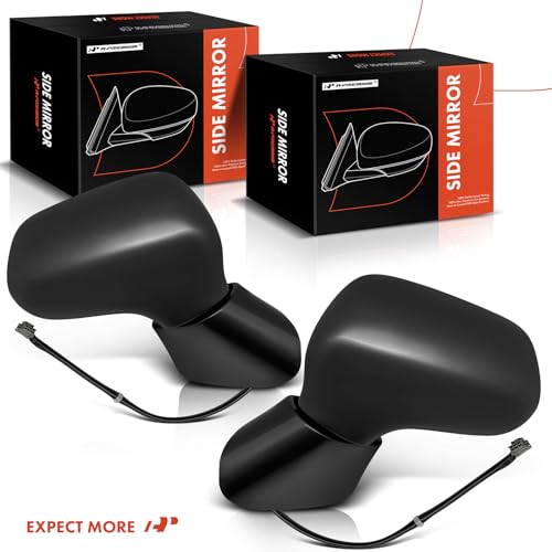 A-Premium Pair (2) Driver & Passenger Side Power Door Mirror - Compatible with Honda Civic EX/LX 2006 2007 2008 2009 2010 2011 Sedan - Non-Heated Manual Folding Black Smooth Outside Rear View Mirror
