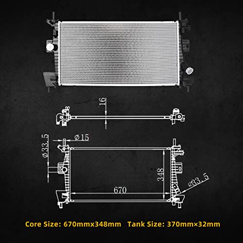 DWVO Radiator Complete Radiator Compatible with 2012-2018 Ford Focus S SE SEL Titanium Trend Electric L4 2.0L DWRD1075