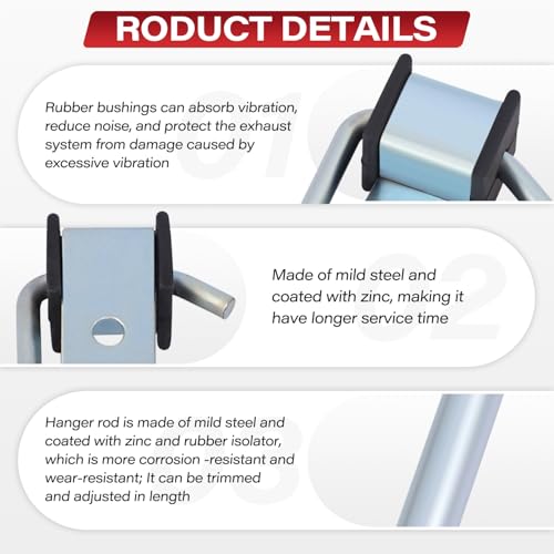 4 Pcs Heavy Duty Exhaust Hanger Rod - 3/8" Rod 10" Long - Muffler Hanger Exhaust Hanger, Universal Use Exhaust Hanger for Car Exhaust System