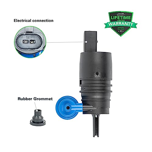 tostmolt 1pc New 12V Front/Rear Windshield Washer Fluid Pump Motor w/Grommet Replacement Kit For Sonic Trax Encore Spark EV Regal TourX Wrangler JK Liberty Patriot Grand Cherokee WK Compass MK & Multi