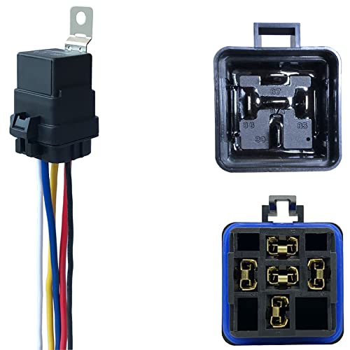 irhapsody 1 Pack 40/30 AMP 12V DC Waterproof Relay Kit with Heavy-Duty Pigtail, 5-PIN SPDT Automotive Relay