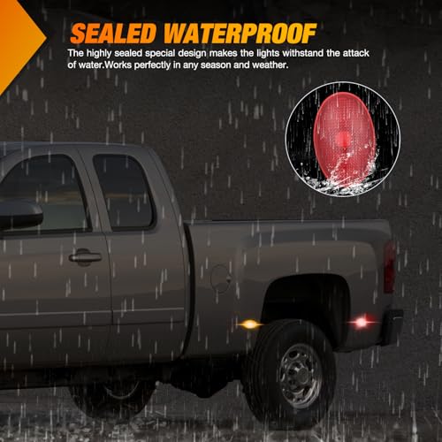 Nilight Fender Side Marker Lights 4 PCS Red Amber Front Rear Clearance Light Compatible with Ford 1999-2010 F350 F450 F550 Super Duty Dual Wheeler Trucks