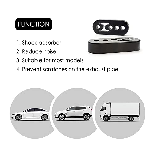 12mm Hole 4.25" EPDM 4 Hole Exhaust Hanger Adjustable Muffler Shock Absorber for Exhaust Pipe,Universal Tailpipe Mount Brackets Insulator Fit Car Truck SUV (4pcs)