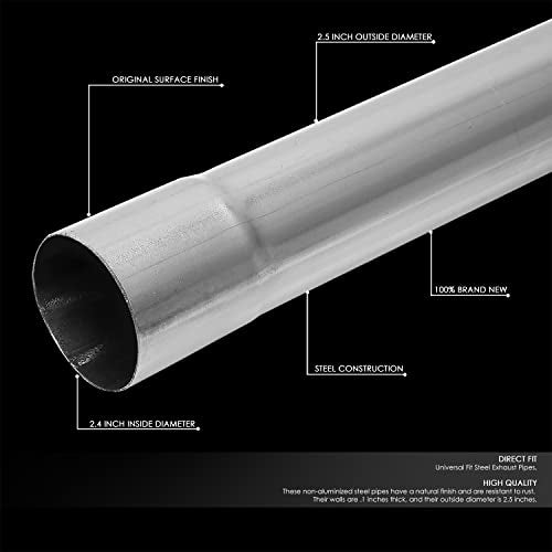 DNA MOTORING ZTL-25RAW-8P 8 Pcs 2.5 Inches Mild Steel DIY Custom Exhaust Tubing Mandrel Bend Pipe Straight & U-Bend Kit, Universal Fit