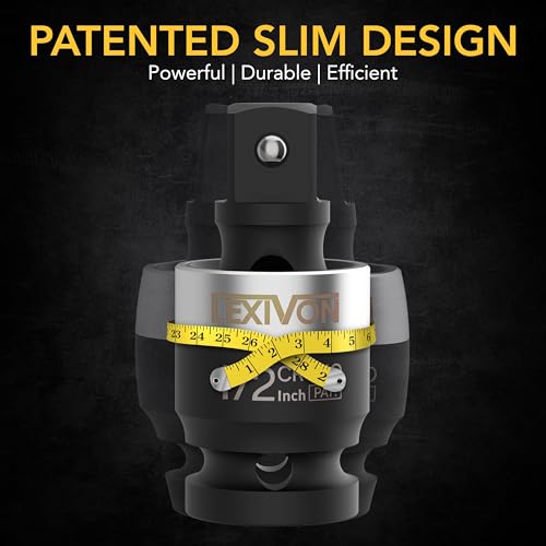 LEXIVON Impact Universal Joint - Patented SLIM Design | 3-Piece 1/2", 3/8", and 1/4" Socket Swivel Set | Chrome-Molybdenum Steel Full Impact Grade (LX-113-S)