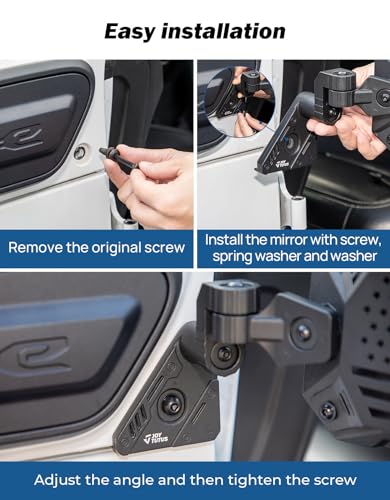 JOYTUTUS Mirrors Doors Off Compatible with Wrangler JL Gladiator JT 2018-2026, Wrangler JL Side Mirrors with Doors Off Wider View No Vibrate & Wobble (Patented), Not Fit Doors On
