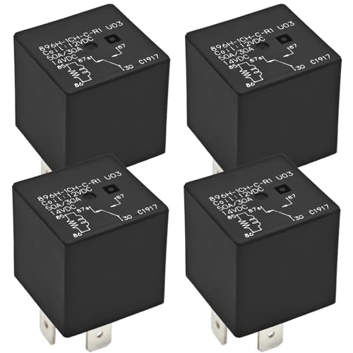Relay 896H-1CH-C-R1-U03 (Set of 4), 5 Pins Plug-in 12VDC SPDT 50A 12V Terminal Flux Tight Automotive Relay