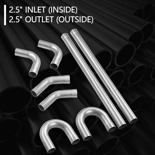 LCGP 2.5 Inch DIY Custom Exhaust Pipe Mild Steel Elbow Straight Pipe U-Shaped Pipe 8 Pcs