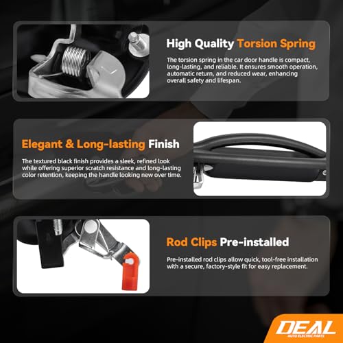 DEAL AUTO ELECTRIC PARTS Rear Driver Left Side Exterior Door Handle Replacement Kit, Compatible with 99-07 Chevy Silverado Avalanche Suburban Tahoe GMC Sierra Yukon Cadillac Escalade, 15107655