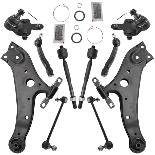TRQ Front Steering and Suspension Kit Tie Rods Control Arms Ball Joints Sway Bar Links Compatible with 2008-2019 Toyota Highlander 2009-2015 Toyota Venza 2010-2015 Lexus RX350 RX450h
