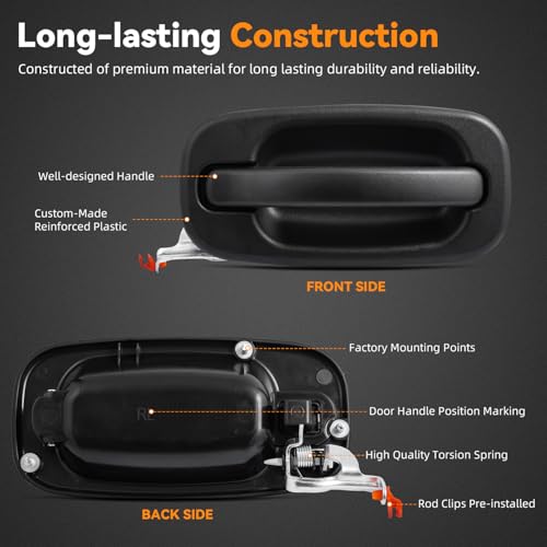 DEAL AUTO ELECTRIC PARTS Rear Driver Left Side Exterior Door Handle Replacement Kit, Compatible with 99-07 Chevy Silverado Avalanche Suburban Tahoe GMC Sierra Yukon Cadillac Escalade, 15107655