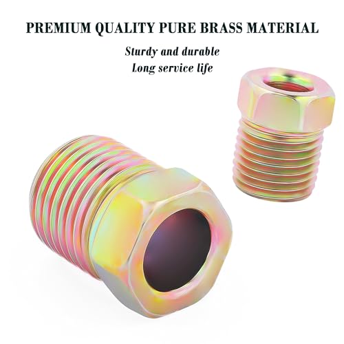35PCS Brake Line Fittings Assortment,Brake Line Kit for 1/4 & 3/16 Brake Line Inverted Flares,Universal Rustproof Brake Line Repair Kit Brass Brake Line Nuts for Car Truck SUV