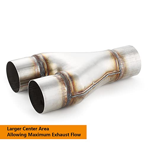 Exhaust Y Pipe 2.5" Inlet, A-KARCK Stainless Steel 2.5" Outlet 10" Long Y Pipe Withstands High Temperatures