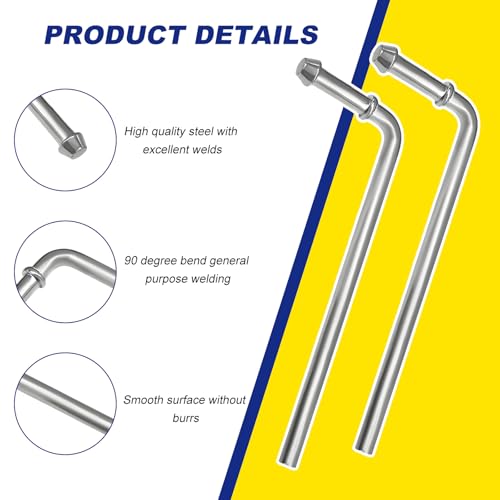 BWBWND 4 PCS 90° Bend Exhaust Hanger Rods, 3/8 x 7.6 Inch Bent Rod Universal Hanger Weld on Kit, Heavy Duty Galvanized Rods Weld Bracket Kit for Wide Range of Exhaust Pipes
