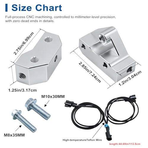 LS Gen 3 Knock Sensor Relocation Brackets with 41 Inch Extension Wire Harness Kit for 1997-2007 GM Gen III LS V8 Engines LS1 LM7 LR4 LQ4 LS6 L59 LQ9 LM4 L33 Aluminum