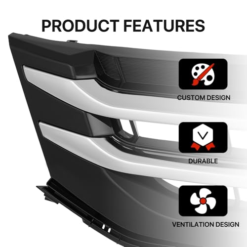 KARPAL Front Bumper Grille Lower Grill with Chrome Trim Compatible with 2014 2015 2016 2017 Honda Odyssey 75101TK8A22 Black
