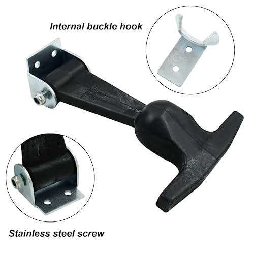 Biaungdo 2 Pcs Rubber Flexible Hood Catch, Black T-Handle Draw Latches